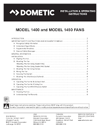 dometic fan tastic vent 1400 user manual