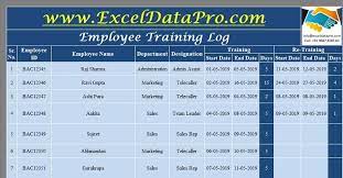 employee training log excel template
