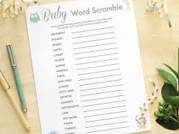 Printable baby questions and answers. 22 Printable Baby Shower Word Scrambles