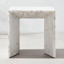 Ilise White Marble Outdoor Side Table