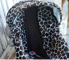 Blue And Brown Giraffe Print Minky With