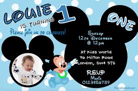 10 Personalised Mickey Mouse Baby Birthday Party Invitations