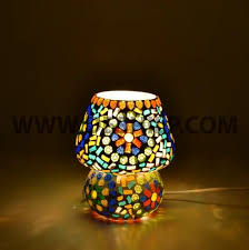 Multi Colored Mosaic Glass Table Lamps