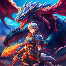 warrior with his pet dragon anime hd