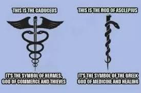 Image result for the staff of hermes hospital symbol