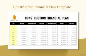 construction financial plan template