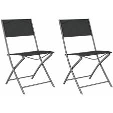 Folding Outdoor Chairs 2 Pcs Black
