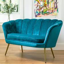 Teal Scalloped Cocktail Sofa By The