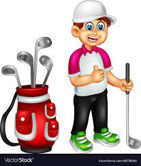 funny golfer boy cartoon royalty free