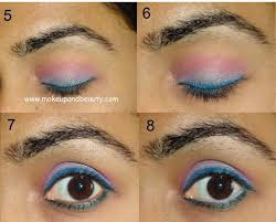 blue pink eye makeup tutorial