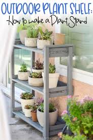 With multiple shelves made of boards and 3x8s, this stand. Diy How To Make A Outdoor Plant Shelf Plant Stands Outdoor Plant Shelves Outdoor Outdoor Plants