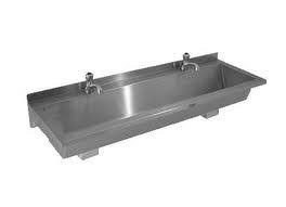 trough sink, wall mounted taps