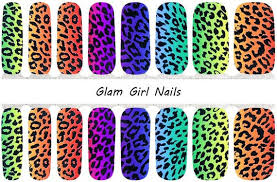 lisa frank rainbow leopard print nail