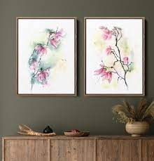 Set Of 2 Magnolia Art Prints Abstract