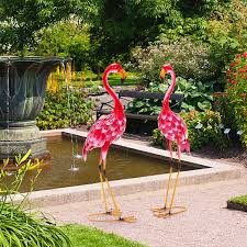 2 Piece Flamingo Garden Statue Set