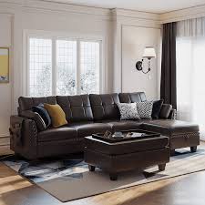 honbay faux leather sectional sofa set