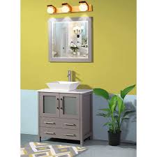 Boasting a solid neutral finish features two drawers and one cabinet for keeping crisp towels, cleaning supplies, and other bathroom essentials. Vanity Art Ravenna 30 Inch Bathroom Vanity In Grey With Single Basin Vanity Top In White C The Home Depot Canada