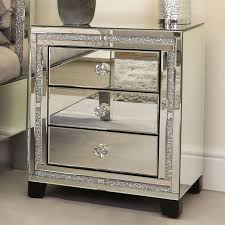 Diamond Glitz 3 Drawer Silver Mirrored