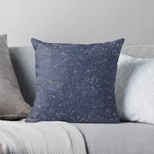 Slightly Incomplete Antique Blue Star Chart Throw Pillow