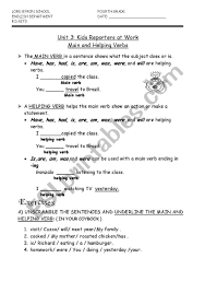 Sometimes verbs have two parts (could eat), a helping verb (could) and a main verb (eat).in these verb worksheets, students identify the main verbs and the helping verbs. English Worksheets Helping Verbs