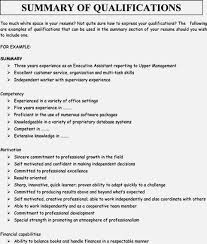 Resume Examples Qualifications Resume Examples