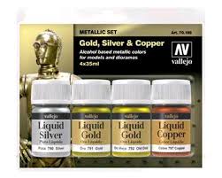 Vallejo Model Air Color Set Gold Silver Copper 4 X 30ml