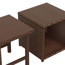 Wicker Outdoor Square Side Table Set