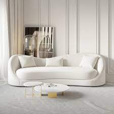 white velvet upholstered sofa