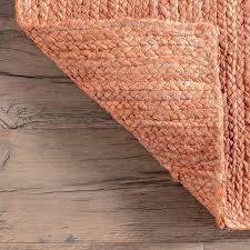 rug rust color jute braided rectangle