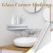 Crystal Mirrored Floating Conner Shelf