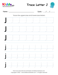 printable tracing letter j worksheet