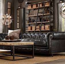 Black Leather Tufted Couch Lazy Loft