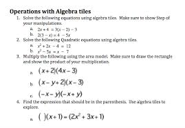 Solved Operations With Algebra Tiles 1