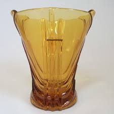 Czech Art Deco 1930 S Amber Glass Vase