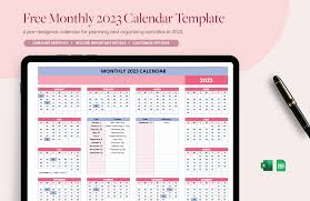 free monthly 2023 calendar template