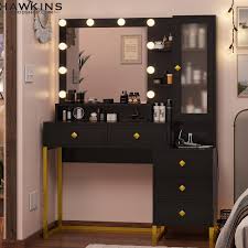 large makeup vanity with lights and