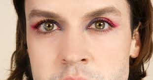 mens makeup bright pink blue eyeshadow