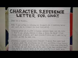 a character reference letter for court