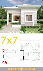 small house design 7x7 with 2 bedrooms