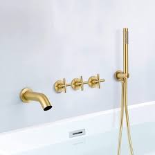 Brushed Gold Waterfall Wall Mount Tub