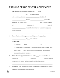 Free Parking Space Lease Agreement Template - PDF | Word – eForms