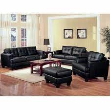 black synthetic leather sofa set