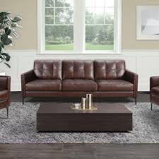 Straight Leather Sofa Brown