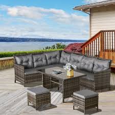 Outsunny 6pcs Outdoor Rattan Sofa Set