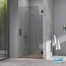 Fab Glass And Mirror 28 In X 80 In Frameless Single Swing Shower Door Clear Tempered Glass 3 8 In With Stain Resistant Glass Coating