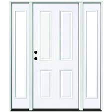Steves Sons 60 In X 80 In Element Series 4 Panel Primed White Right Hand Steel Prehung Front Door W 10 In Clear Glass Sidelites White Primed