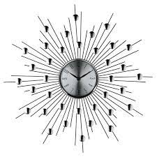 Starburst Wall Clock In Silver Black