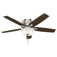 Hunter Donegan 52 In Brushed Nickel Led Indoor Flush Mount Ceiling Fan With Light Kit 5 Blade In The Ceiling Fans Department At Lowes Com