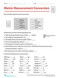 Trigger some interesting practice along the way with this huge compilation of metric unit conversion worksheets comprising a conversion factors cheat sheet, and exercises to convert metric units of length, mass or weight, and capacity. Metric Measurement Conversion Worksheet Education Com