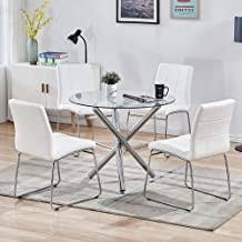 Complete your dining room or kitchen with a modern dining table. Buy Sicotas 5 Pieces Round Dining Table Set Modern Kitchen Table And Chairs For 4 Person Dining Room Table Set With Clear Tempered Glass Top Dining Set For Dining Room Kitchen Table